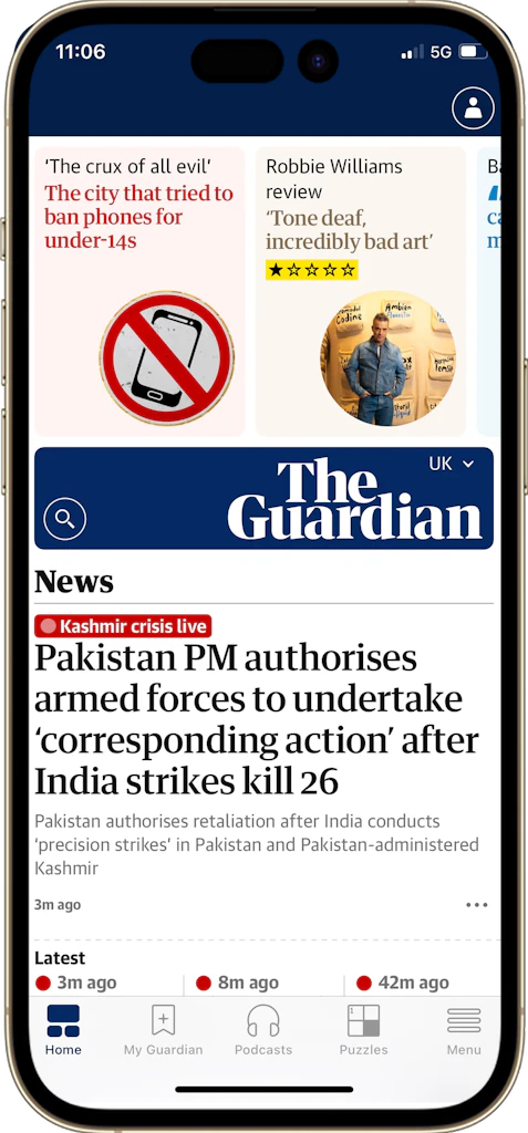 The new Guardian homepage