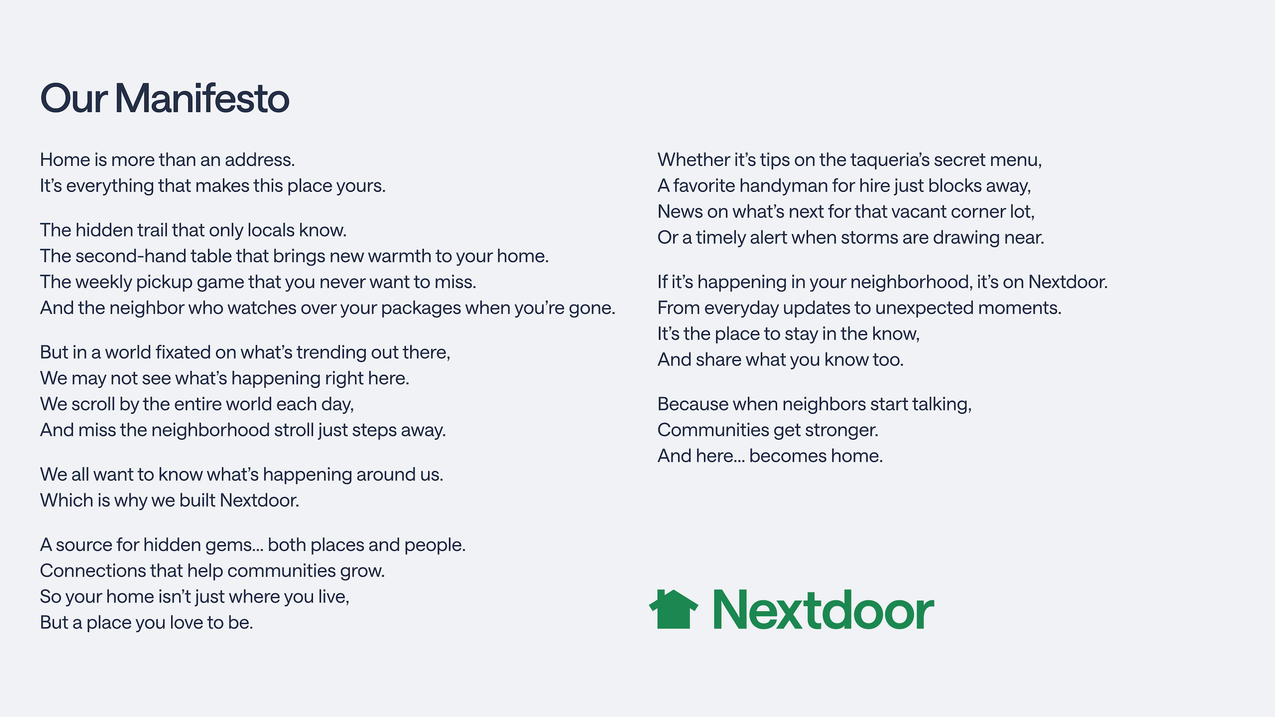 The new Nextdoor brand manifesto